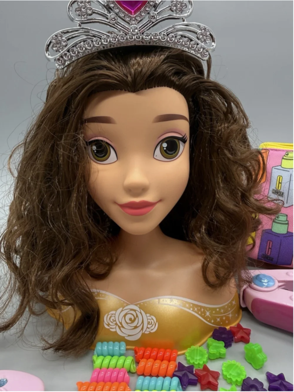 Disney Princess Belle Styling Head & Vanity Set Play Pretend Hair Set Accessory